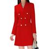 Dressnu Blazer da donna di media lunghezza, trench coat doppiopetto, giacca lunga da completo, Rosso, 4XL