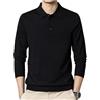 Dndrdhfb Polo da Uomo in Maglia di Lana A Maniche Lunghe con Bottoni Bavero Slim Business Casual Pullover Polo Top