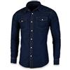 SEVEN EAGLE Camicia Denim da Uomo a Maniche Lunghe con Doppia Tasca con Bottoni Automatici (M, Navy)