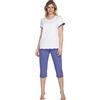 e.Femme Marion 310 - Pigiama da Donna, in Cotone Ecru/Jeans a Pois 50