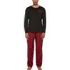 Ekouaer Pigiama Cotone da Uomo Set Lungo Comodo Lunghe e Pantaloni Pigiami Due Pezzi Caldo Casual da Uomo con Tasche di Natale Pigiama,Nero-1,XL