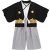 Generisch 1 Set Kimono Tradizionale Abbigliamento Costume Kimono Tradizionale Ragazzi Abiti Tessuto Nero, bianco, 3-4 Jahre