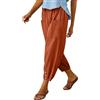 Placitiume Pantaloni capri casual da donna, pantaloni larghi estivi con coulisse in vita elastica | Pantaloni larghi con fondo a lanterna con tasche