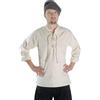 HEMAD Camicia medievale con lacci in puro cotone Modello: Edward, beige., L