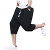 HIFI7 Pantaloni Uomo 3/4 Cotone Lino Pantaloncini Shorts Estate Leggero… (IT, Testo, 3XL, Regular, Regular, Nero)