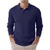 Hisir Polo da uomo a maniche lunghe invernali in maglia, vestibilità regolare, casual, classico, a righe verticali