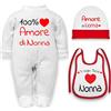 Corredino Neonato body per neonati cotone frase 100% amore di nonna manche corte o in caldo cotone manica lunga set con bavetta cappello e tutine