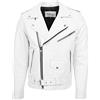 House Of Leather Giacca da motociclista da uomo in vera pelle con cerniera incrociata stile Kyle, bianco, XXL