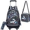 HTgroce Bambino Zaino Trolley Scuola Elementare 3 in 1 Zainetto Ragazzo, Nero, 42 x 30 x 20 cm