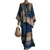 Gienslru 2 Pezzi Tuta Donna Complete Elegante Lino Estivo Boho Chic Top Kaftano Vintage e Pantaloni Gamba Larga Tute Curvy Completo Cerimonia Leggero Taglie Forti Spiaggia Vacanze Primaverile Set