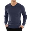 KUYIGO Uomo Maglie Tops Inverno Caldo Lavorato a Maglia Collo a V Manica Lunga Morbido Accogliente Mock Neck Maglieria Pullover per Gli Uomini XL Blu