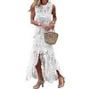 Generic Donne due Pezzi Gonna Set Estate Cut Out Hi-low Uncinetto Maglia Abiti Lunghi