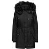 ONLY - Cappotto da donna, parka invernale, colore nero, taglia XL, dettaglio: BLACK FUR