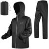 LAMA Tuta Antipioggia per Uomo e Donna, Giacca Antipioggia Impermeabile e Pantaloni Antipioggia, Set Completo Antipioggia Pesante con Cappuccio e Custodia, Antivento, Leggero, Traspirante, Nero XL