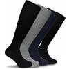 Lucchetti Socks Milano 4 PAIA Calze Uomo Lunghe Sanitarie in Caldo Cotone, Elastiche Morbide Senza Polsino, Rimagliate, Invernali, Comfort Circolazione, Made in Italy (40-46, Senza Elastico Dark)