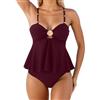 Eauptffy Tankini da donna mare, 2 pezzi, scollo a V, costume da bagno con coppa con canottiera e boyshort, set bikini push up beachwear sexy estivo, costume da bagno separato, costume da bagno con
