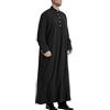 LVCBL Caftano Robe da uomo a maniche lunghe Thobe Button Down Islamico Robe, Nero , XL