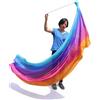 Winged Sirenny Velo Poi Rettangolare 230x90 cm in Seta per Danza del Ventre, Palla con Code a Nastro Gradienti Colorati, Catena in Acciaio Inox e Borsa Trasporto (Iridescenza)