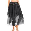 HULIJA Gonna lunga da danza del ventre con paillettes asimmetrica gonna da palcoscenico Carnevale danza costumi orientali, A nero, Taglia unica