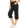 Totatuit Pantaloni Capri Donna Estivi Sportivi 3/4 in Cotone Regolabile Con Tasca Pinocchietto Cropped Nero S