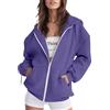 amropi Felpa da Donna Sportivo Giacca con Cappuccio a Cerniera Cappotto Casual Giubbotto Viola,S
