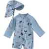 Generico Costume Bambino Anti UV Costume Neonato Mare Intero Bambina Muta UPF 50 Costumino 3 6 Mesi Cappello Maglia 1 Anno 9 Anni Bimba 2 da Bagno Ragazzo Abbigliamento Sole Estivo Giubbotto di Salvataggio