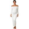 Duohropke Abito premaman da donna, a maniche lunghe, senza spalle, per maternità, elegante, con fessura, maxi abito per baby shower, servizio fotografico, feste