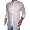 Fantasy Camicia Puro Lino Taglio Avvitato Slim Collo Coreana Manica Lunga Leggera Fresca Estiva Uomo Ragazzo (3XL, Bianco)