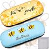 Weewooday 2 Pacchi Custodia Rigida per Occhiali Bee Yourself Astuccio Portaocchiali Gatto per Lenti con 2 Panno Pulizia, Stile Ape