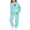 Generic Tuta con cappuccio per ragazze di San Valentino 2026 Tuta da jogging in pile con stampa leopardata a cuore con tasche per abbigliamento casual, Verde menta, 10-11 Anni