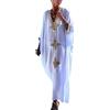 YouKD Maxi abito lungo da donna, bohémien, stile caftano, estivo, adatto come copricostume, Bianco e giallo., Taglia unica