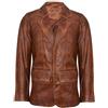 Infinity Leather Blazer in Vera Pelle Marrone Chiaro da Uomo Cappotto da Giacca Vintage Personalizzato in Pelliccia Italiana XL