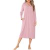 Sopesil Camicia da Notte Donna Inverno Lungo S-XXL | Camissions Manica Lunga Caldo Bottone Allentato Plus Size Camicia da Notte Donna Scollo a V Morbida