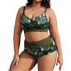 Tuopuda Costume Donna Due Pezzi Taglie Forti Push Up Imbottito Reggiseno Costumi da Bagno Bikini Mare a Spiaggia Piscina Curvy Swimwear Regolabile M-4XL, Verde, M