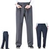 GAGFDA, pantaloni da uomo con vita elasticizzata per anziani, pantaloni in cotone da uomo con coulisse, pantaloni da lavoro a gamba dritta con vita alta e comode tasche con zip, grigio, XL