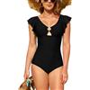 SHEKINI Cutout Scollo Basso Costume da Bagno Intero da Donna Regolabile Volant Costumi Intero Donna