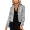 Allegra K Donna Blazer Tweed Scozzese Maniche Lunghe Aperto Davanti