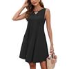 AUSELILY Vestito Donna Estivo Senza Maniche Abito a Tinta Unita Stamp Elegante Abito da Spiaggia
