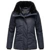 Navahoo Giacca invernale calda da donna trapuntata con colletto in pelliccia sintetica Frostii XIV S-3XL, blu navy, XL
