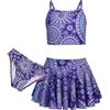 Arshiner Ragazze Bikini Set 3 Pezzi Costumi da Bagno Estivi Bambini Tre Pezzi Tankini con Gonna Stampa Floreale Costumi da Bagno Bikini per Bambina 11-12 Anni