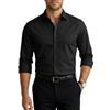 Runcati Camicia da uomo a maniche lunghe, elasticizzata, da uomo, in tinta unita, slim fit, per il tempo libero, facile da stirare