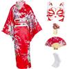 CRFASIBE 5 Pezzi Kimono Donna Giapponese, Tradizionale Yukata per Carnevale
