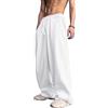 PADOLA Pantalone della Tuta Uomo Largo Y2K Streetwear Vita Elasticizzata con Cordino Tasche Laterali Pantalone Casual Baggy per Sport e Tempo Libero(3XL,Bianco)