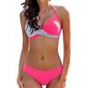KIRALOVE Costume Donna Mare Due Pezzi - da Bagno - Ragazza - Bikini - Coordinato - Bicolore - Imbottito - Colore Rosa Grigio - Taglia XL