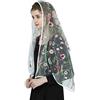 BEAUTELICATE Velo Ricami Pizzo Chiesa Mantilla Sciarpa Scialle Donna per Messa Cattolica Matrimonio Sposa Cerimonia Champagne Nero Bianco (Motivo Floreale E Foglie - Bianco,Taglia Unica)