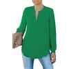 Homlan Camicia da Donna Elegante con Scollo a V, a Maniche Lunghe, da Lavoro, Casual, a Maniche Lunghe, Tinta Unita, Verde, M
