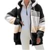 CMTOP Felpa Donna con Cappuccio Caldo Felpa in Pile Teddy Autunno Invernali Cappotto Patchwork Peluche Felpa Donna con Zip Outwear Casual Hoodie Giacca con 2 Tasche(Nero, S)