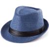 LADYBRO XL Cappelli Fedora in Paglia per Uomo, Estate, Trilby da Spiaggia, Viaggio, Panama, Casual, 59 cm, Navy, 7.5