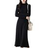 Vsadsau 100% Lana Merino Pura Maglione Lavorato a Maglia Donna Maniche Lunghe, Maglione in Cashmere, Abito a Linea Lunga, Nero , M