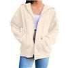 Generic Felpe da donna a maniche lunghe con zip con cappuccio leggere casual a maniche lunghe con tasche cappotti con cappuccio larghi abiti, Beige-C, M